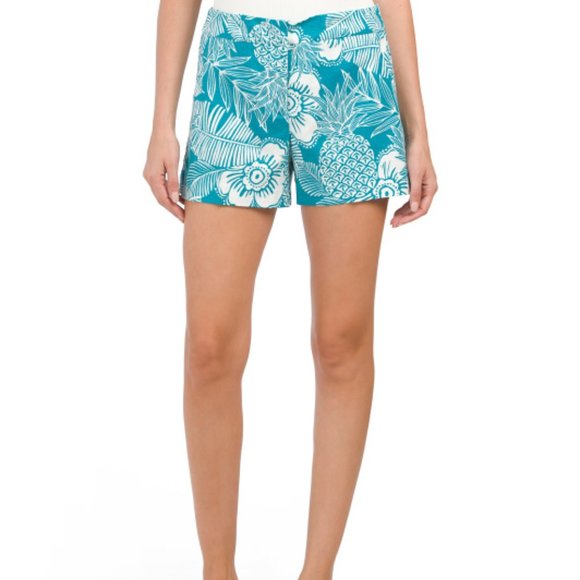 NEW TRINA TURK Made In Usa Corbin 2 Shorts for women cotton blend Turquoise 663m - Picture 3 of 4